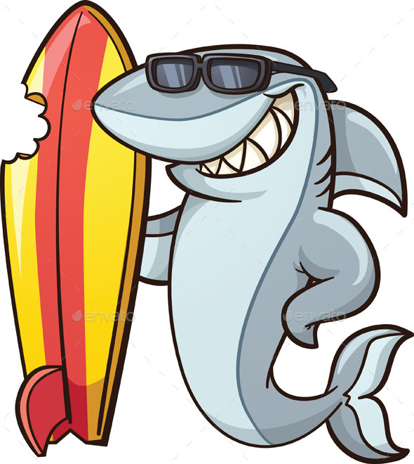 Shark with Surfboard by memoangeles GraphicRiver
